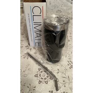 Boroux Climate 30oz Tumbler with Straw - Black - Stainless Steel - (NEW)